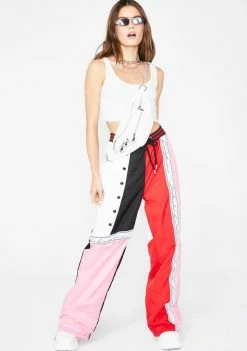 Jaded London Bottoms Paneled Crinkle Poly Joggers