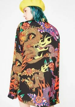 Jaded London Dragon Print Oversized Shirt