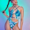 Jaded London Marble Print Multi Way Wrap Swimsuit