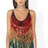 Jaded London Rainbow Fringe Sequin Plunge Swimsuit