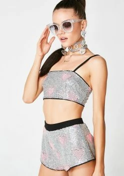 Jaded London Heart Sequin Hot Pants