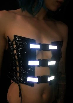 Jaded London Corset With Purple Reflective Buckles