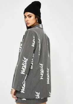 Jaded London Outerwear Dystopia Pinstripe Oversized Blazer