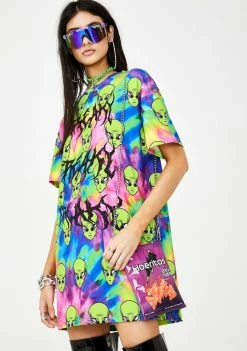 Jaded London Freaky Alien Tie Dye T-Shirt Dress Dresses