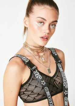 Jaded London Tops Mesh Crop With Buckles