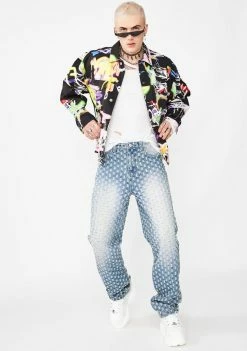 Jaded London Black Graffiti Print Denim Jacket