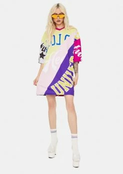 Jaded London Dresses Spliced Mash Up Print Oversized T-Shirt Dress