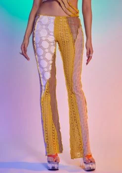 Jaded London Paneled Low Rise Knit Mix Bootcut Trousers Bottoms