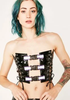 Jaded London Corset With Purple Reflective Buckles
