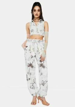 Jaded London Doodle Graffiti Rib Halter Top Tops