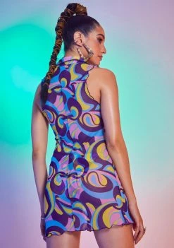 Jaded London Retro Floral Print Mesh Shirt Dress Dresses