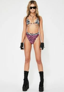 Jaded London Swim Leopard High Waist Bikini Bottoms