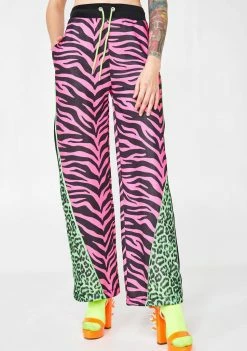 Jaded London Animal Clash Wide Leg Sweatpants Bottoms