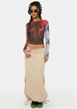 Jaded London Tops Mirage Mesh Long Sleeve Top