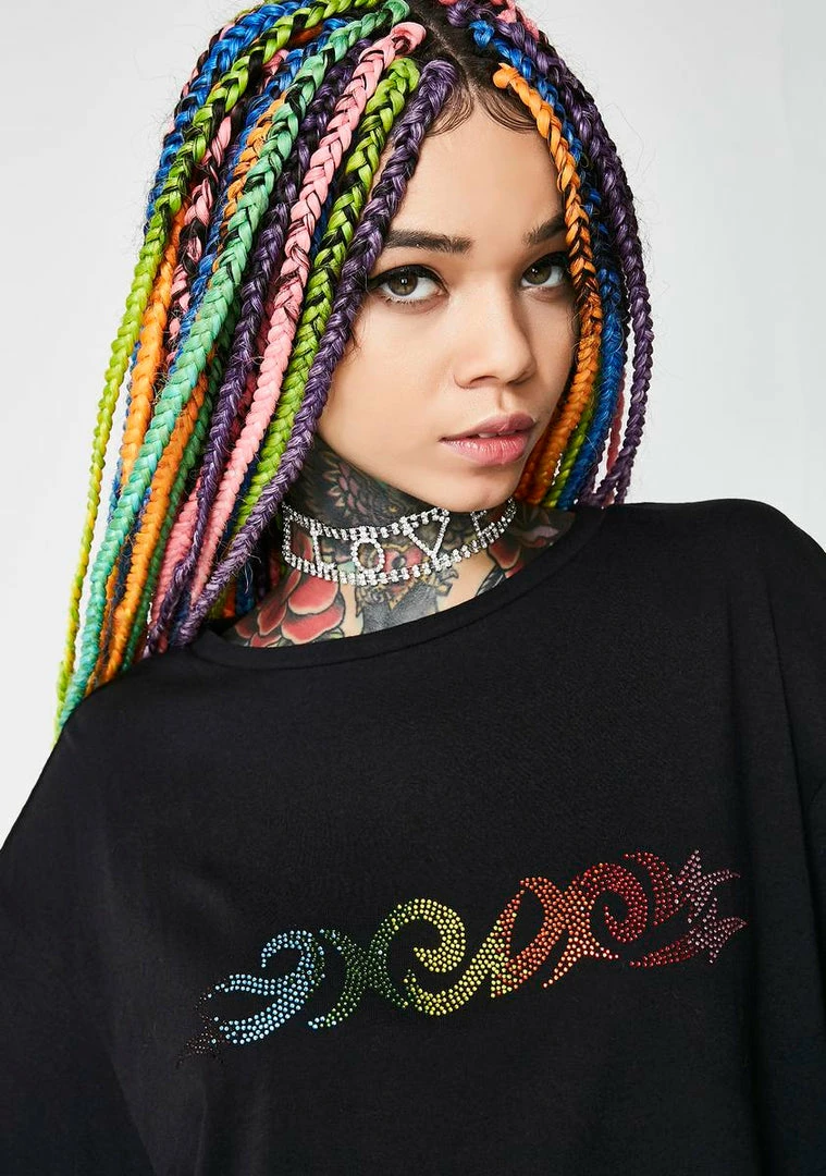 Buy π Jaded London Tops Long Sleeve Tee With Diamante Sleeves π 5 Jaded London Tops Long Sleeve Tee With Diamante Sleeves