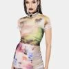 Jaded London Scenic Print Mesh Mini Dress