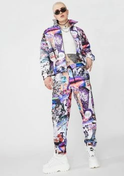 Jaded London Bottoms Mashup Graffiti Quilted Joggers