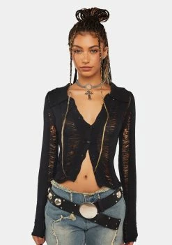 Jaded London Tops Umbra Distressed Shirt