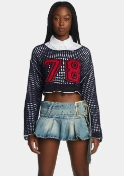 Jaded London 78th St Cropped Knit Sweater Tops