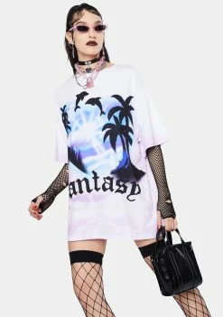 Jaded London Fantasy Heart Scene Print Oversized T-Shirt