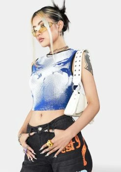 Jaded London Dotted Face Print 00's Vest Top Tops