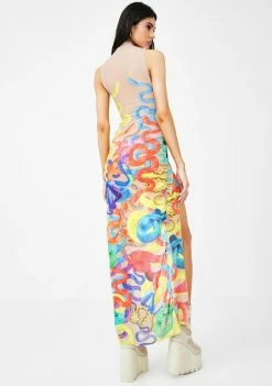 Jaded London Climbing Snakes High Neck Maxi Dress Dresses