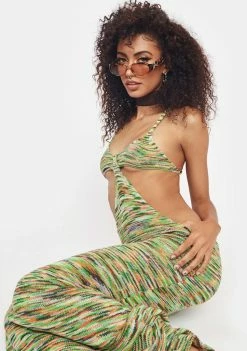 Jaded London Fine Spacedye Knit Cut Out Maxi Beach Dress