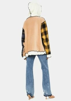 Jaded London Mixed Check Oversized Hoodie