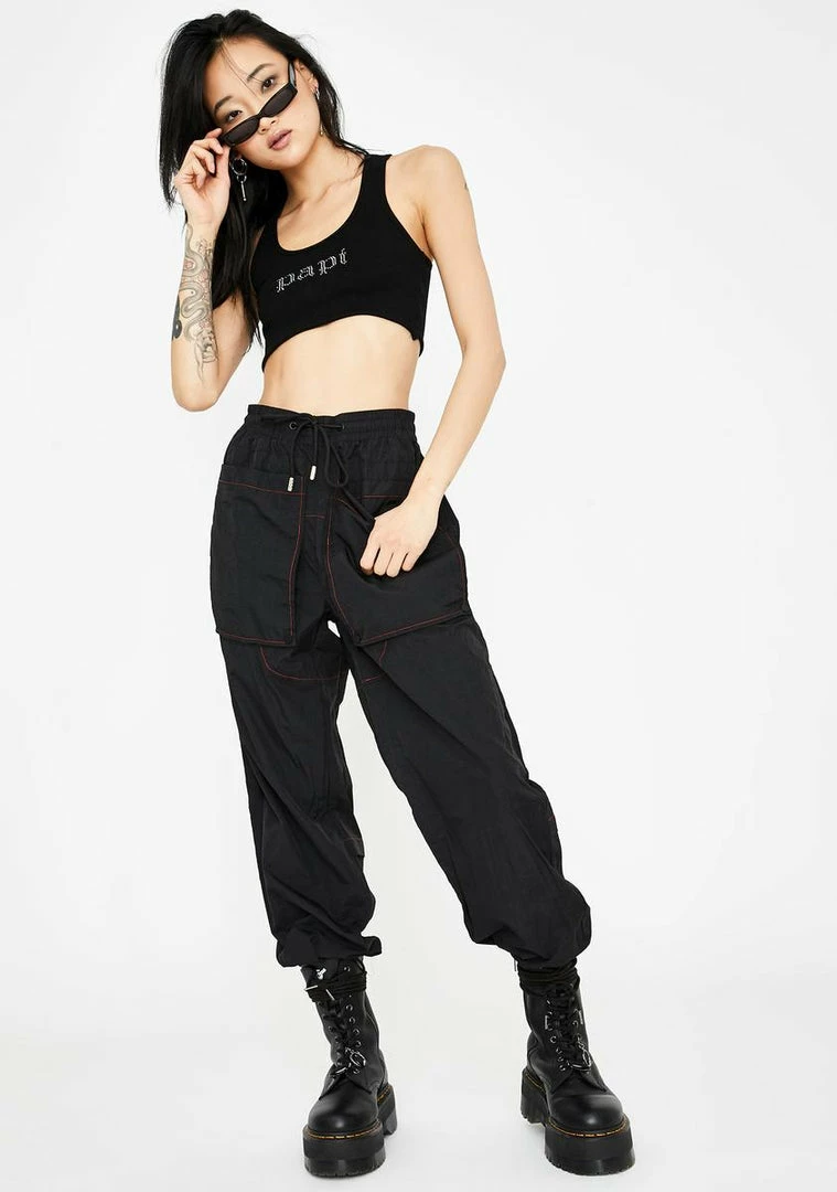 Wholesale π Jaded London Black Nylon Joggers With Red Stitching Detail π₯° 4 Jaded London Black Nylon Joggers With Red Stitching Detail