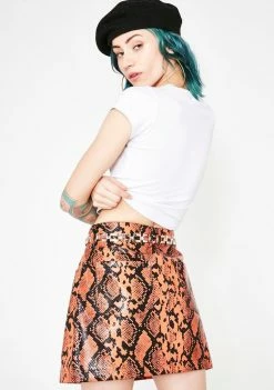 Jaded London Snake Skirt With Chain Belt Bottoms