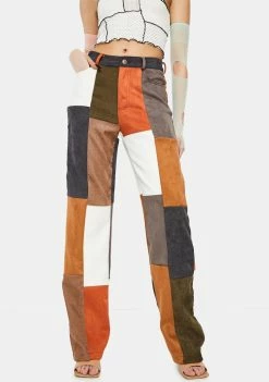 Jaded London Mixed Patchwork Cord Wide Leg Trousers Bottoms