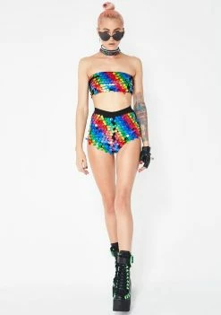 Jaded London Rainbow Sequin Hot Pants