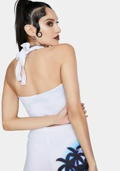 New 🥰 Jaded London Unbothered Cloud Print Halter Neck Top ❤️ 9 Jaded London Unbothered Cloud Print Halter Neck Top