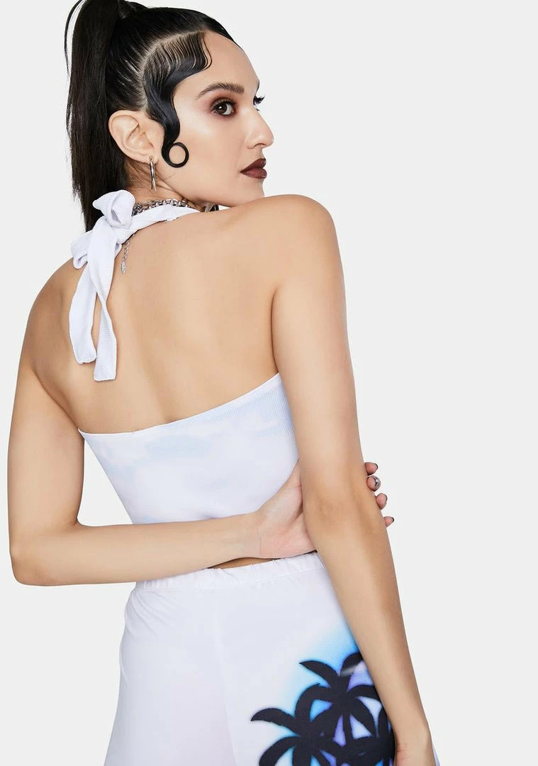 New 🥰 Jaded London Unbothered Cloud Print Halter Neck Top ❤️ 6 Jaded London Unbothered Cloud Print Halter Neck Top