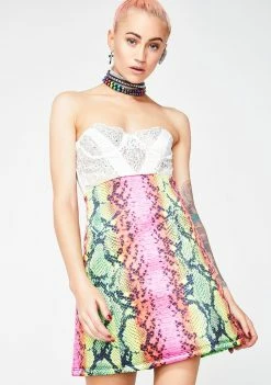 Jaded London Snake Print High Waist Skirt Bottoms