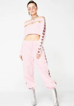 Jaded London Heart Sequin Cut-Out Crop Top Tops