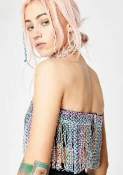 Hot Sale 🌟 Jaded London Rainbow Diamante Fringe Bandeau Top Tops 🌟 11 Jaded London Rainbow Diamante Fringe Bandeau Top Tops