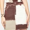 Jaded London Bottoms Brown Patchwork Denim Mini Skirt