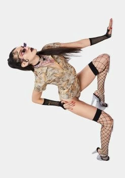 Jaded London Tiger Jacquard Cap Sleeve Bodysuit Tops