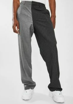 Jaded London Spliced Grey Pinstripe Loose Fit Trousers
