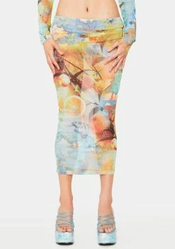 Jaded London Citrus Mesh Maxi Skirt Cover Ups