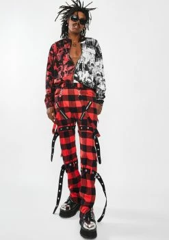 Jaded London Tops Spliced Zip-Up Punk Print Long Sleeve Tee