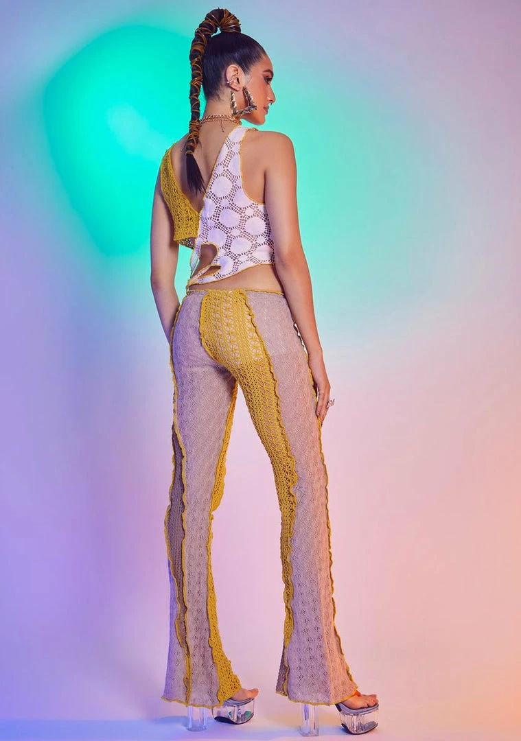 Best deal ๐ Jaded London Paneled Low Rise Knit Mix Bootcut Trousers Bottoms ๐ 6 Jaded London Paneled Low Rise Knit Mix Bootcut Trousers Bottoms