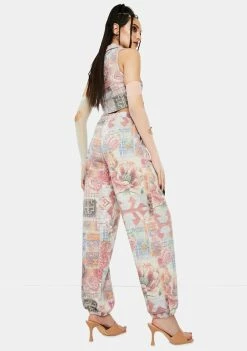Jaded London Tapestry Print High Waist Joggers Bottoms