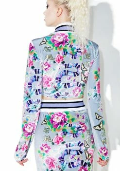 Jaded London Printed Velvet Crop Top