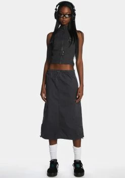 Jaded London Vintage Grey Midi Cargo Skirt Midi Skirt