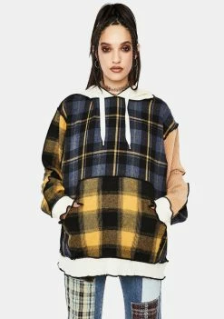 Jaded London Mixed Check Oversized Hoodie