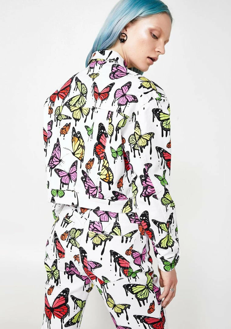 Coupon ❤️ Jaded London White Butterfly Print Denim Jacket 🤩 6 Jaded London White Butterfly Print Denim Jacket