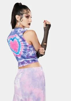 Jaded London Pink & Purple Tie Dye Heart Tank Top
