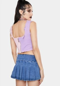 Jaded London Tops Pastel Patchwork Denim Corset Top